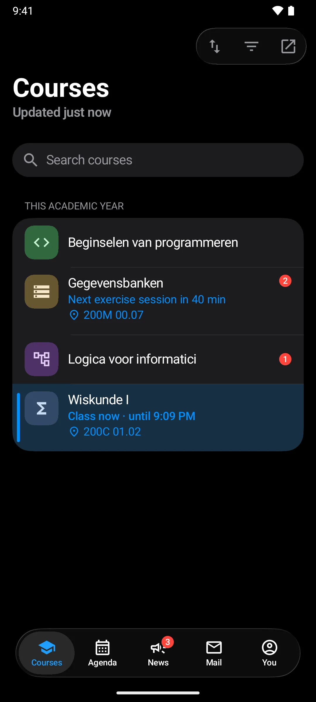 The same course list in Tolly's other look