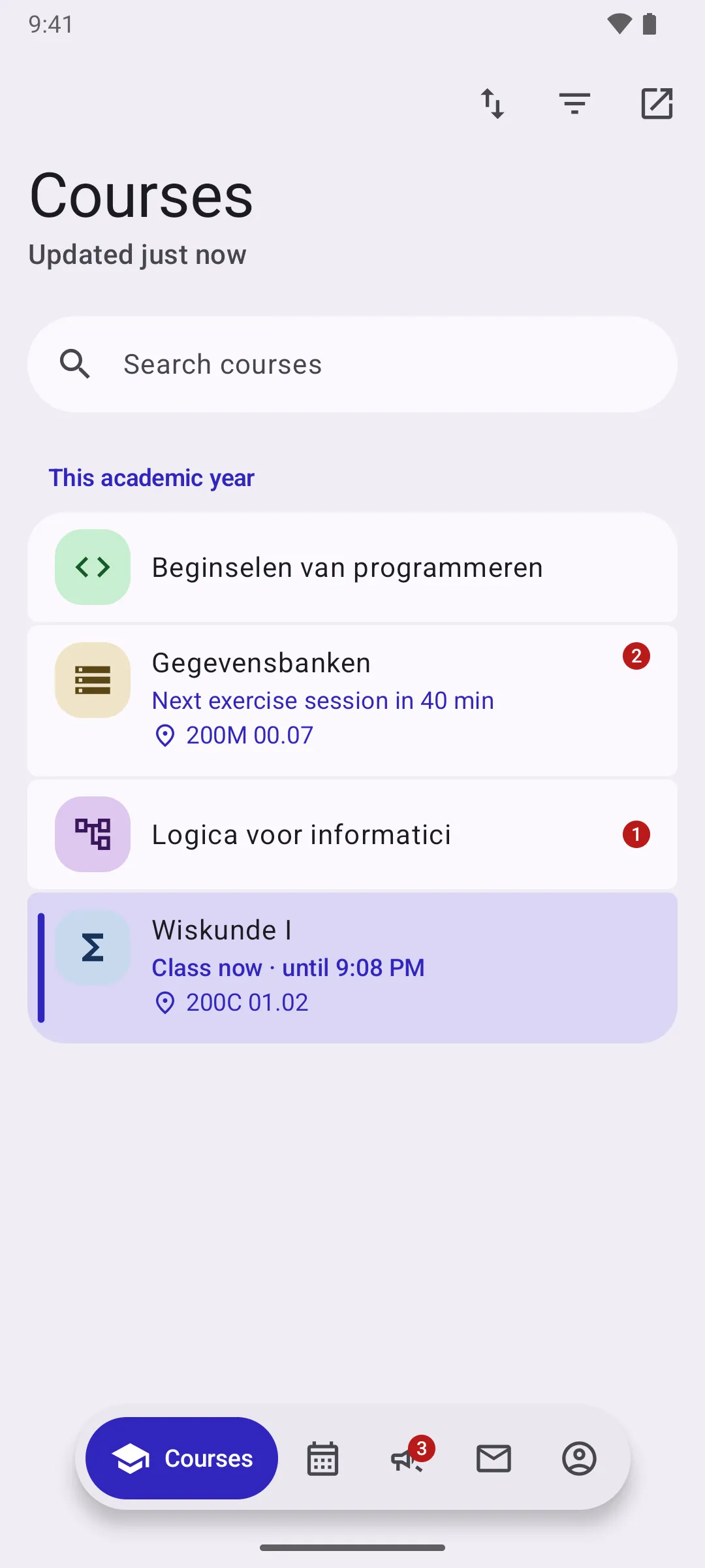 The same course list in Tolly's other look